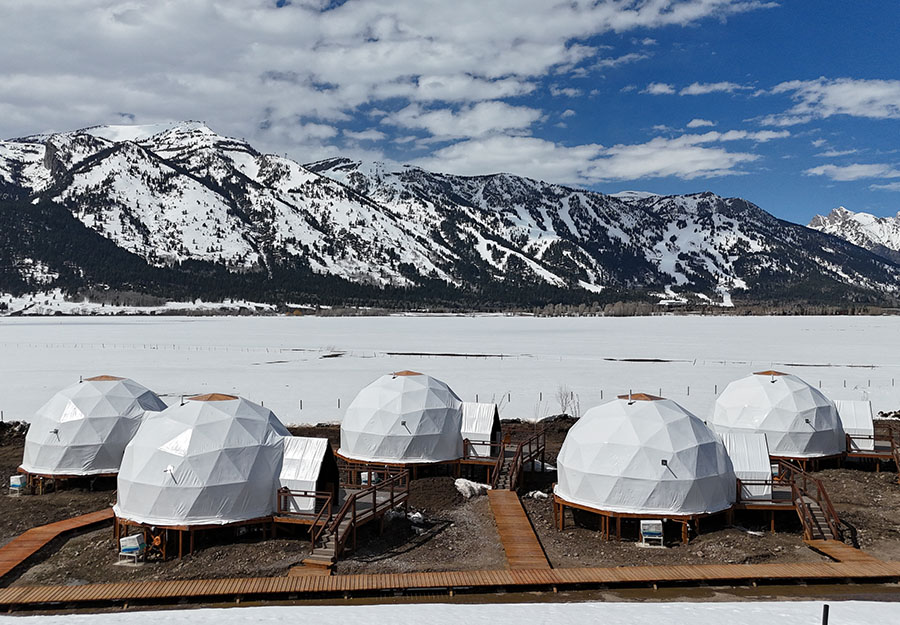 white geodesic domes on state lands Teton Village Parcel